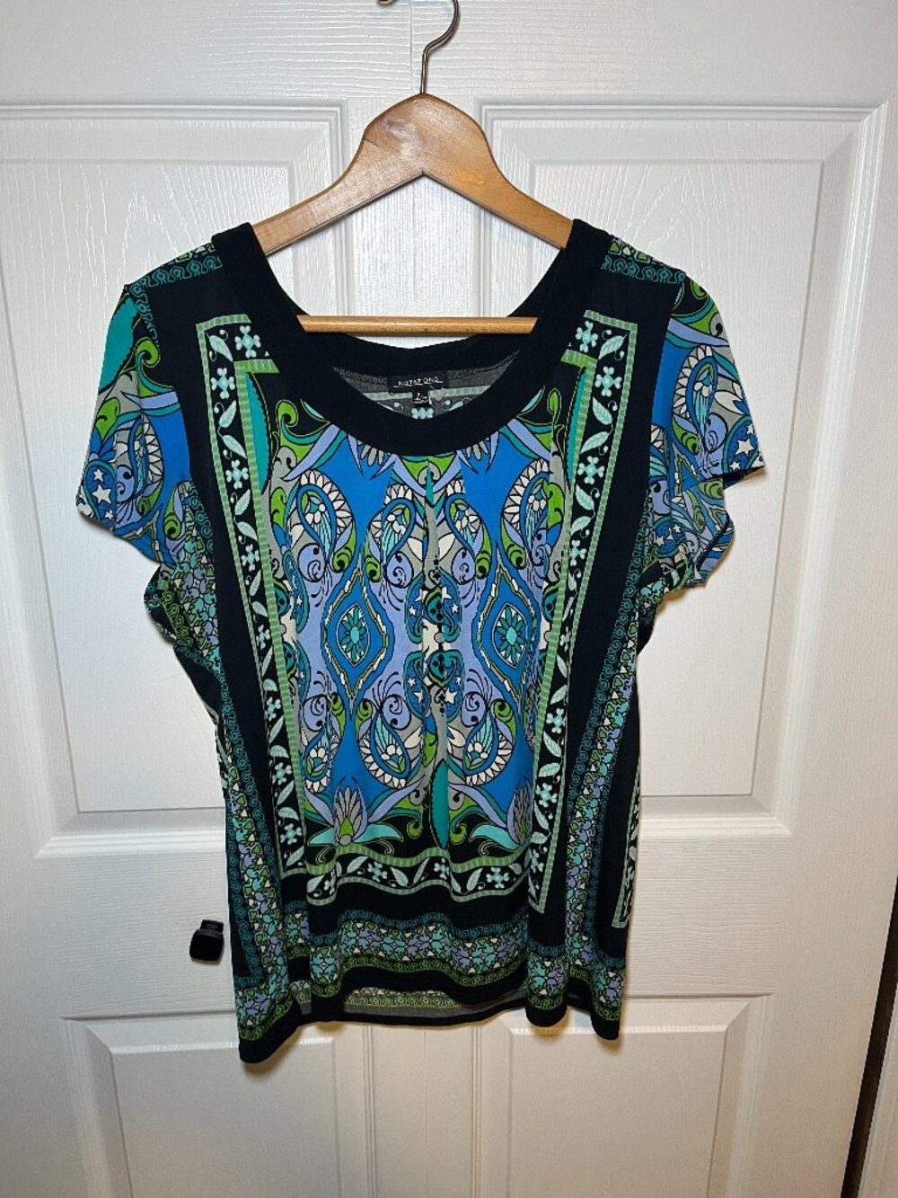 Notations XL Blue Green Boho Paisley Top